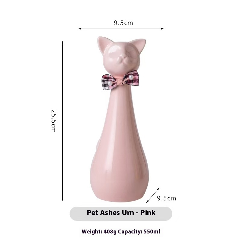 Pawlsle Trails Long-necked kitten memorial urn Pink