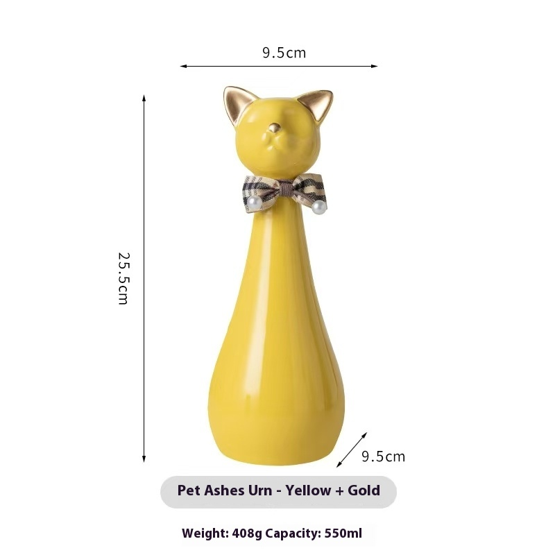 Pawlsle Trails Long-necked kitten memorial urn Yellow with golden ears