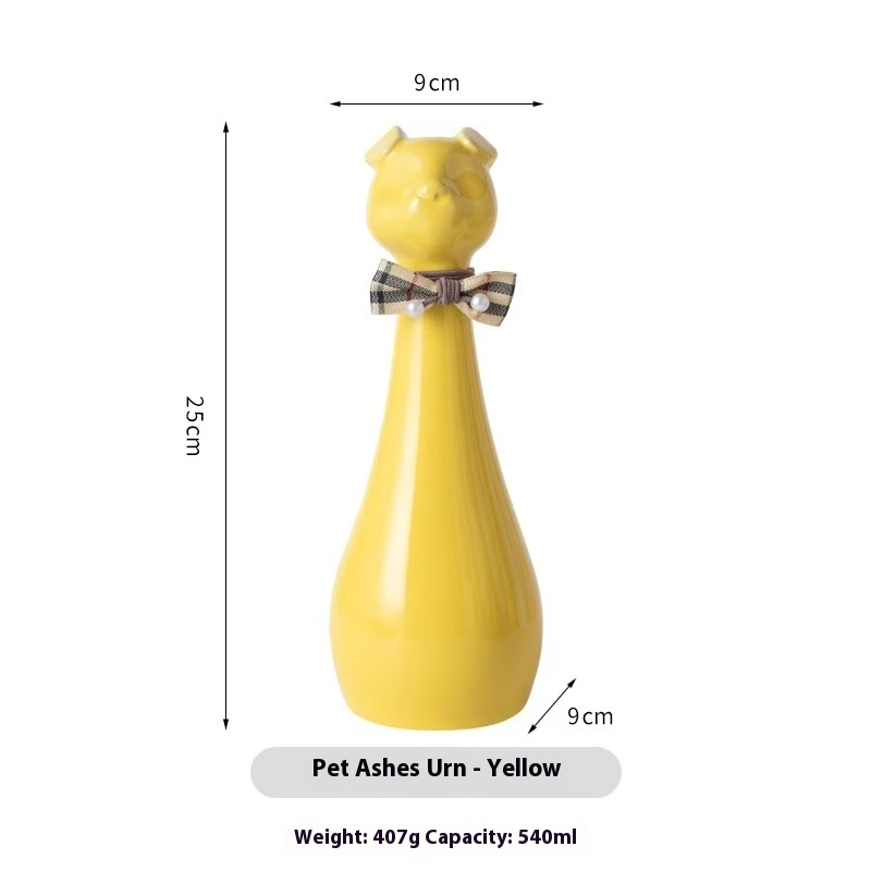 Pawlsle Trails Long-necked puppy pet memorial urn Yellow