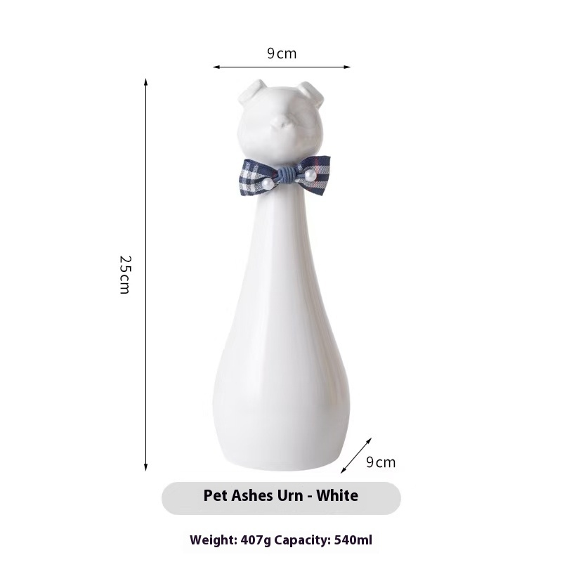 Pawlsle Trails Long-necked puppy pet memorial urn White