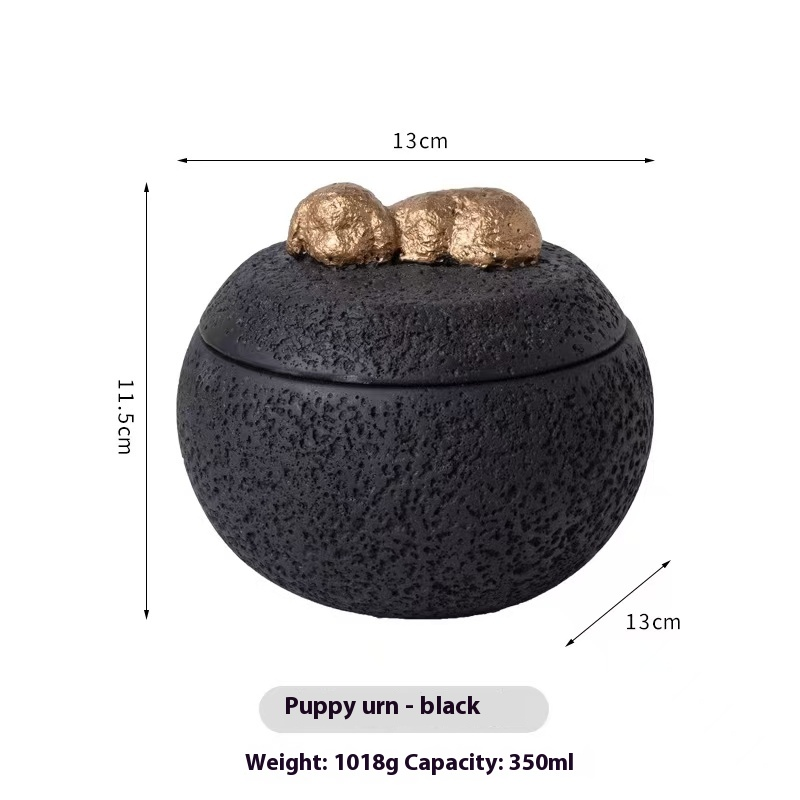 Pawlsle Trails Puppy and kitten memorial box storage box shaped urn. black Dog urn