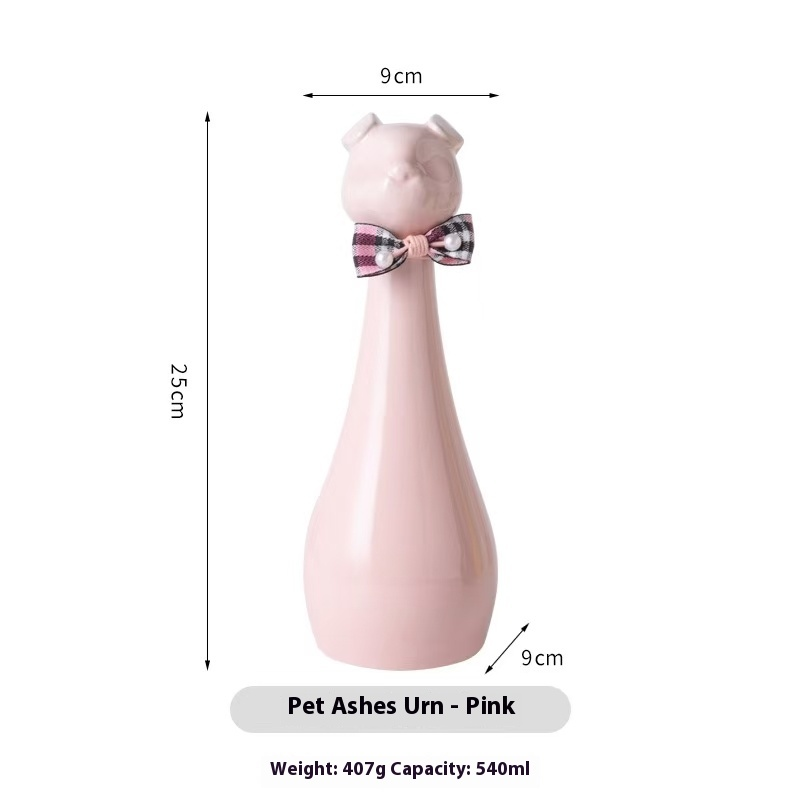Pawlsle Trails Long-necked puppy pet memorial urn Pink