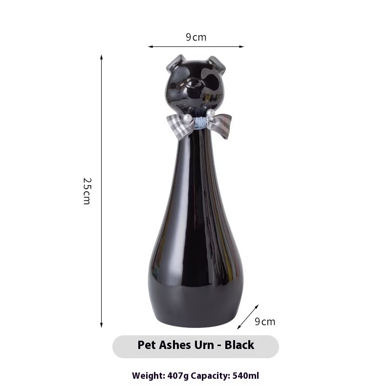 Pawlsle Trails Long-necked puppy pet memorial urn Black