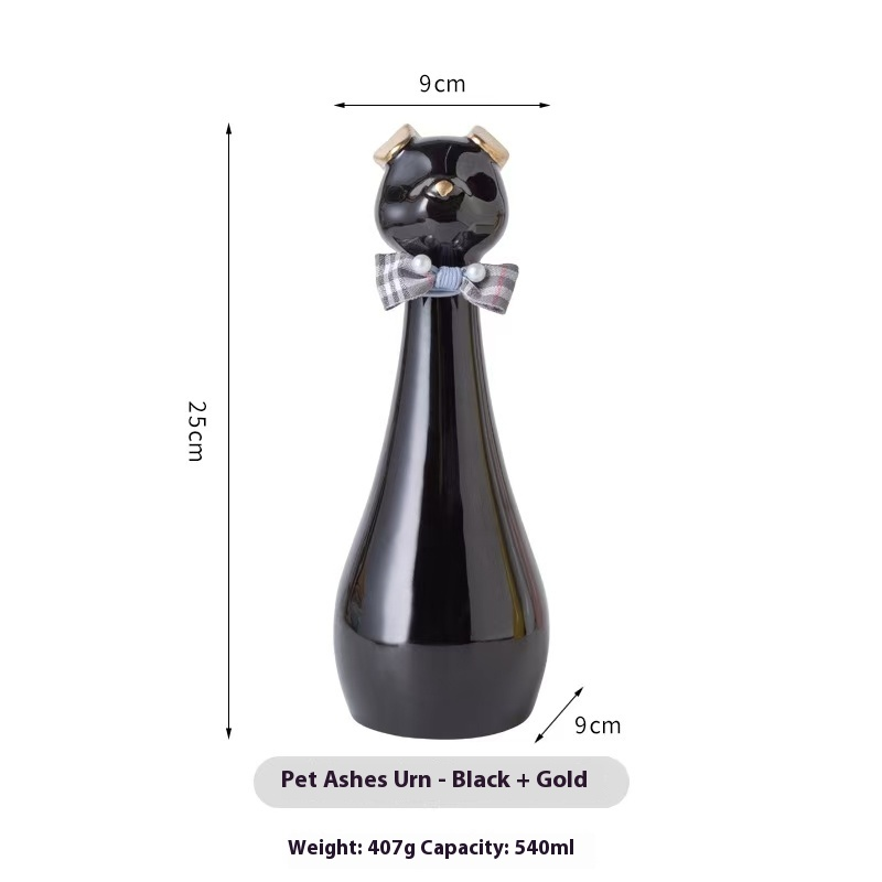 Pawlsle Trails Long-necked puppy pet memorial urn Black with golden ears