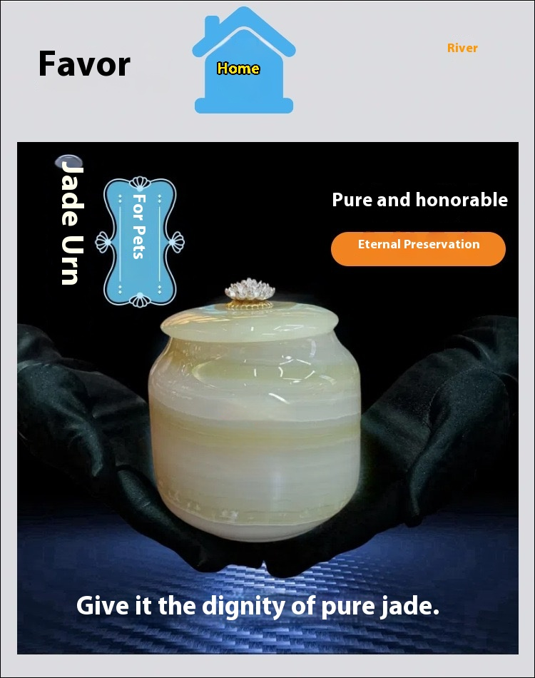 Pawlsle Trails Natural jade pet urn, pet funeral supplies, moisture-proof urn, light luxury marble urn, pet sealed jar