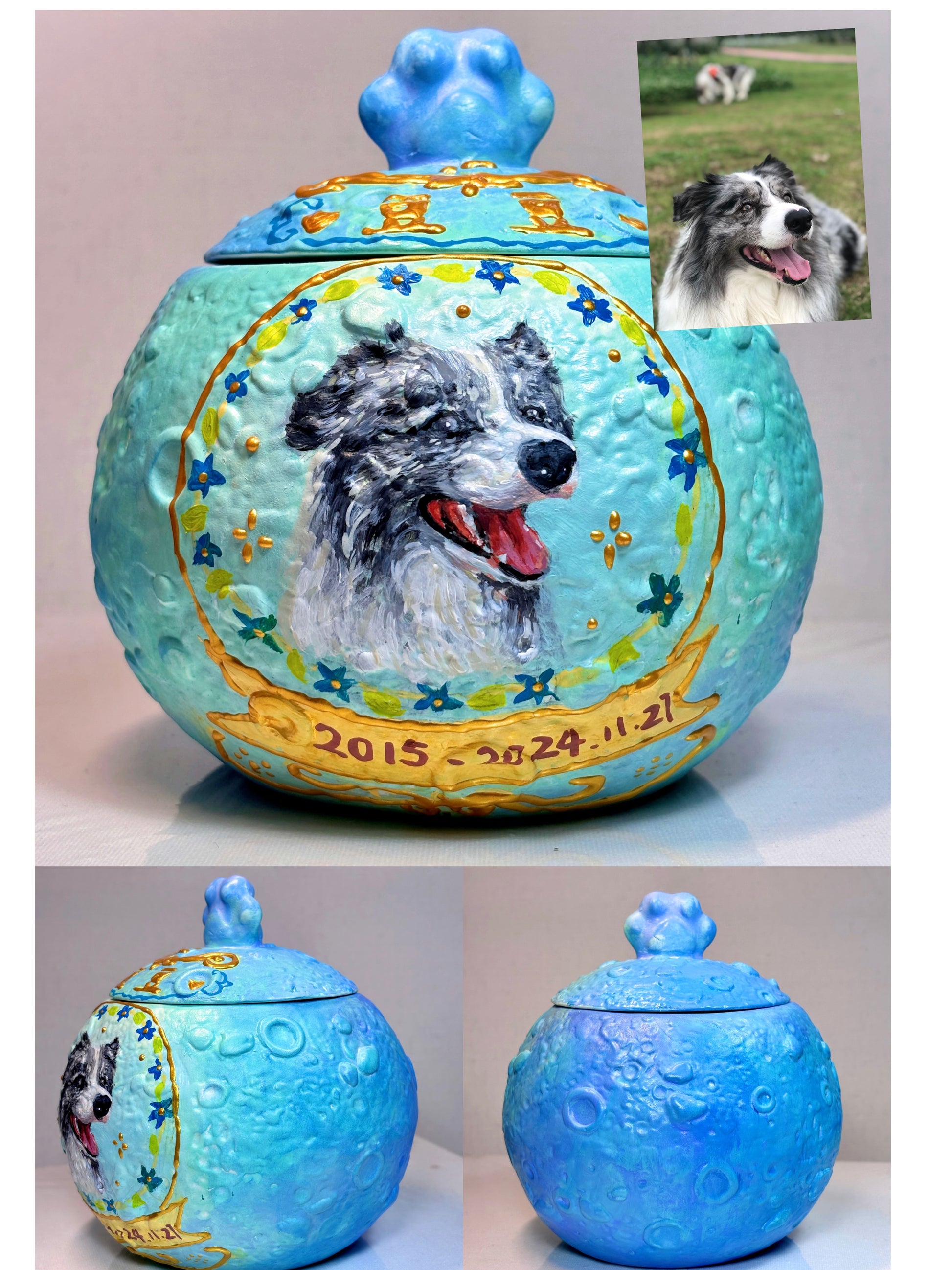 Pawlsle Trails Original Hand Painted Pet Portrait Urn