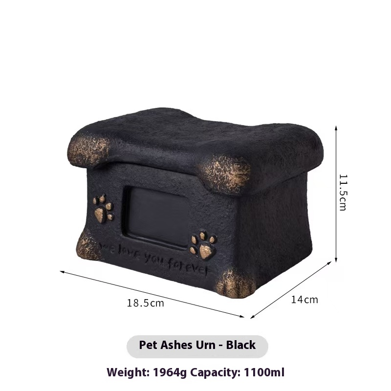 Pawlsle Trails Puppy and Kitten Memorial Box Coffin-style Ashes Box black
