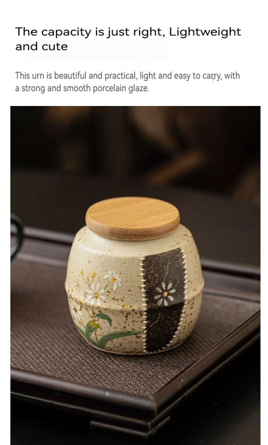 Pawlsle Trails Hand-painted small daisy pet urns, pet souvenir jars, pet moisture-proof urns, pet funeral supplies