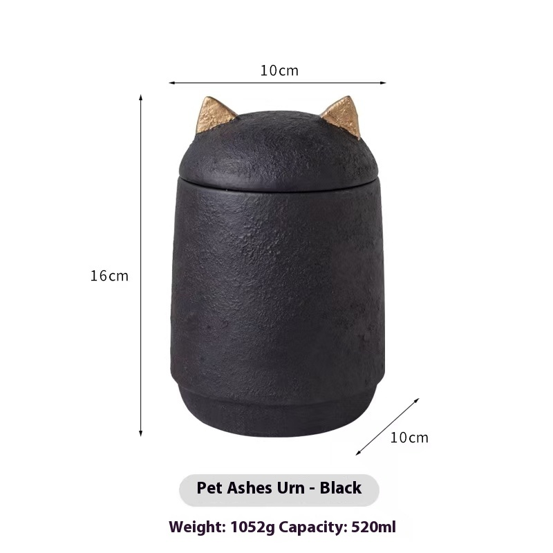 Pawlsle Trails Pet simple urn, pet urn souvenir, pet funeral supplies, pet cremation and death urn Black