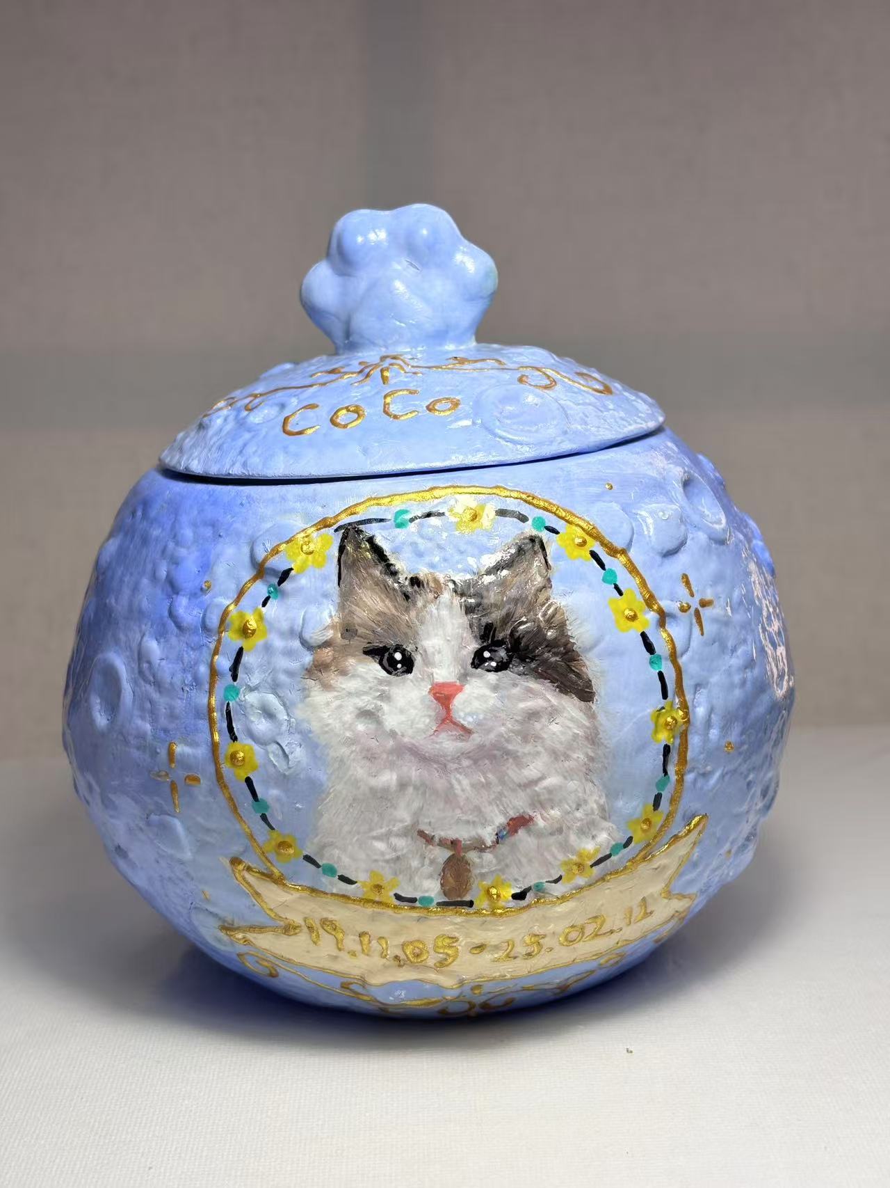 Pawlsle Trails Original Hand Painted Pet Portrait Urn Custom color