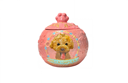 Pawlsle Trails Original Hand Painted Pet Portrait Urn Red