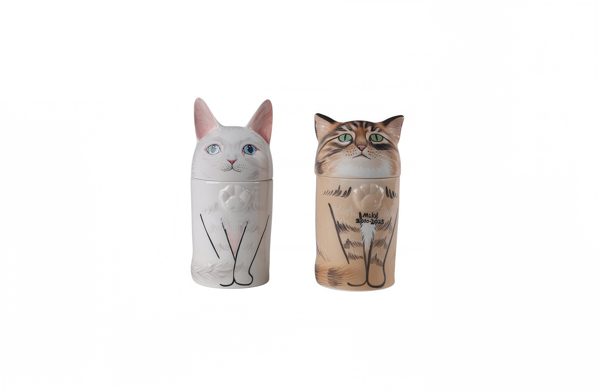 Pawlsle Trails Customized personalized cat urns, with or without engraving a name, for pet owners' special memories.